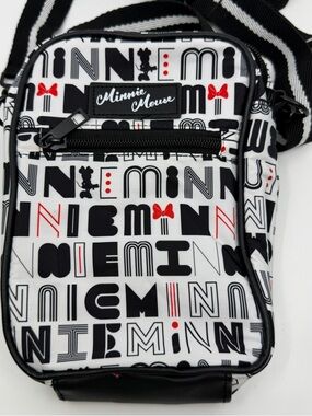 Disney Minnie Mouse Black White Crossbody Bag Adjustable Strap